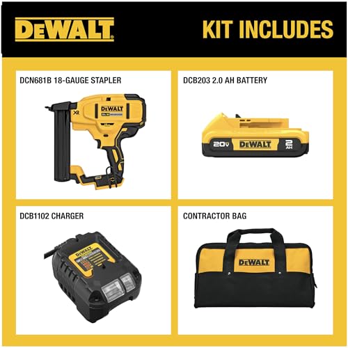 DeWalt 20V MAX Cordless Narrow Crown Stapler Kit 18GA for Woodworking