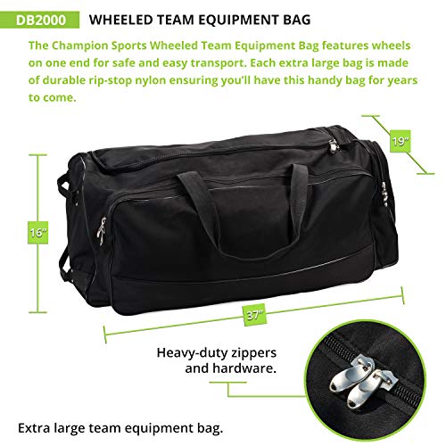 Large Wheeled Sports Equipment Bag for Baseball, Football & Travel