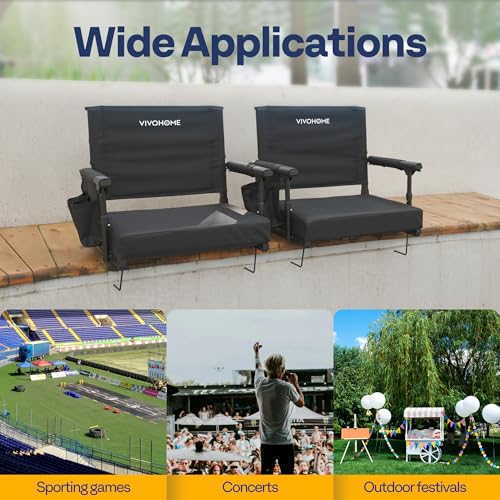 VIVOHOME Black Stadium Seats with Back Support & Cup Holders