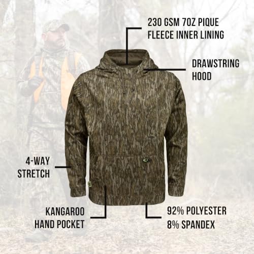 Men's Large Camouflage Hunting Hoodie - Mossy Oak Bottomland Performance Fleece