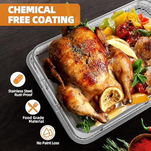 DEGOVIN Silver 3-Piece Air Fryer Basket Set for Oven - XL, L, M Sizes