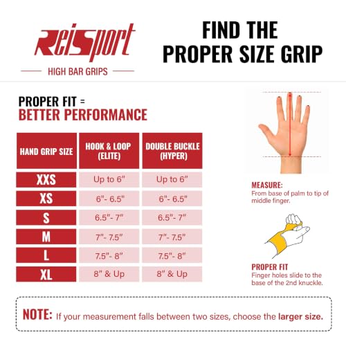 Reisport Protec High Bar Gymnastics Leather Grips - Medium, Hyper Double Buckle, USA