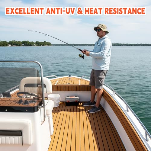 Self-Adhesive EVA Foam Marine Boat Flooring - Faux Teak Decking Brown 94.5x47.2"