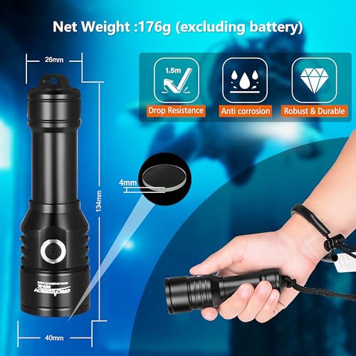 2-in-1 Dive Light with 1500 Lumens and 1000m Green Signal Beam for Underwater Communication