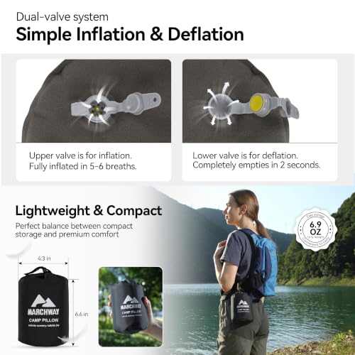 Lightweight Inflatable Camping Pillow with Soft Foam Top - Green
