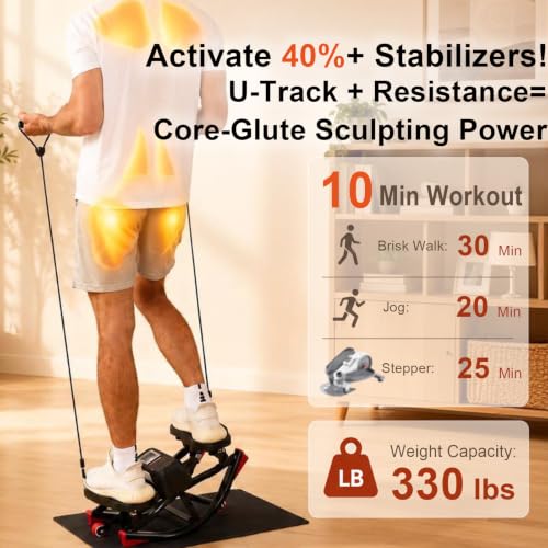 U-Track Low-Impact Exercise Stepper with Resistance Bands & Massage Pedals