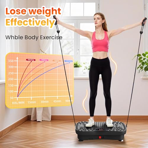 AXV Black Full Body Vibration Plate Exercise Machine for Weight Loss & Fitness