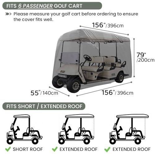 6/8 Passenger Golf Cart Cover Rainproof Weatherproof Protection - 156" L