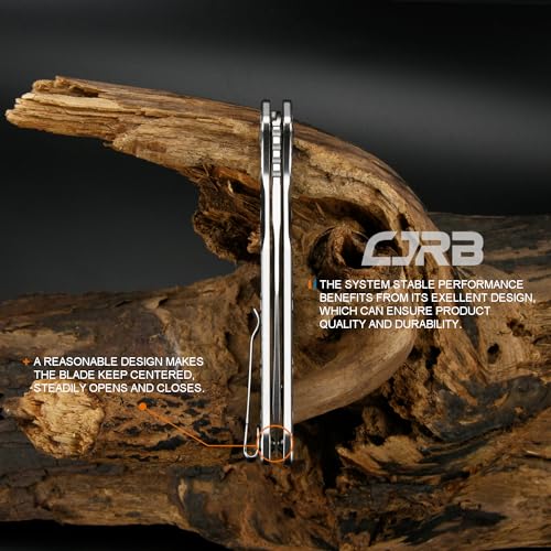 CJRB Frack Pocket Knife Stonewash/CNC, 3.9” AR-RPM9 Steel Blade, PVD Coating, Frag Pattern Handle, Locking EDC Knife for Outdoor Camping