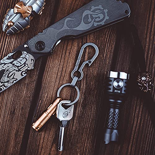 KeyUnity KM01 Titanium Keychain Clip with Bottle Opener - Sandblasted