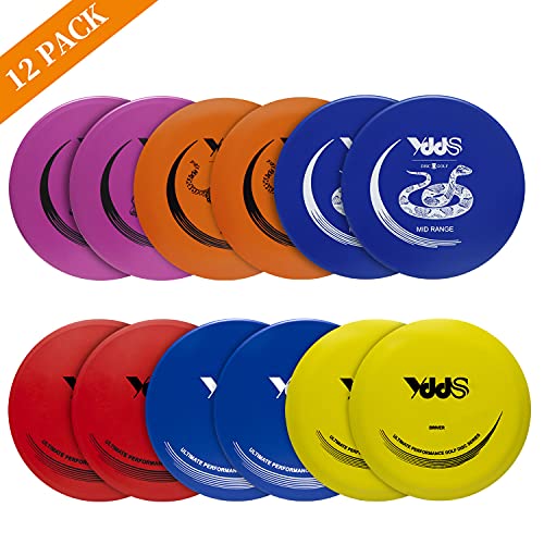 Blue Disc Golf Set with Backpack - 12 Discs for Beginners and Portable Stand Bag