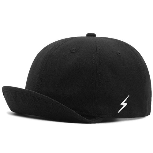 XXL Up-Turn Short Brim Baseball Cap for Men Short Bill Trucker Hat Casual Peaked Cap (US, Alpha, XX-Large, Black)