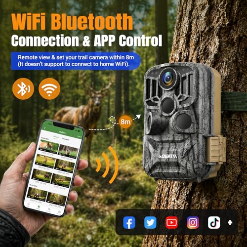 DEATTI 4K Trail Camera with Night Vision, WiFi & Bluetooth, 48MP Wildlife Camera