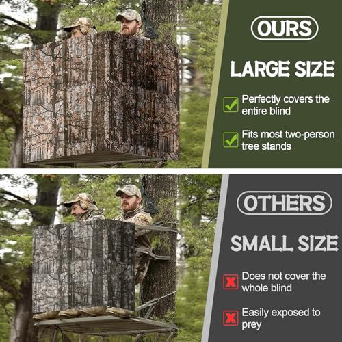 Silent Magnetic Hunting Blind for 2 Man Tree Stand - Brown Woodland Camo