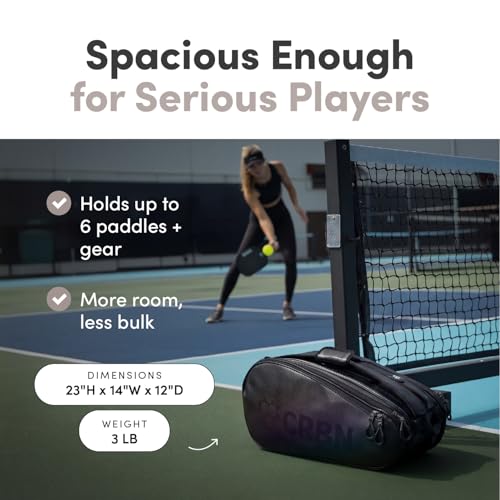 CRBN Pickleball Pearl Pro Team Tour Paddle Bag with Zip-Off Sling & Shoe Compartment
