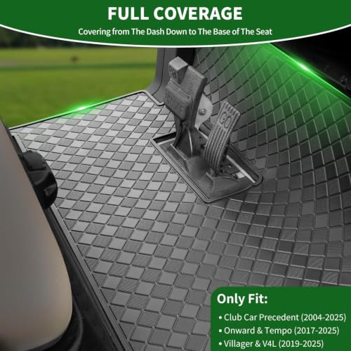 Golf Cart Floor Mat Rubber Full Coverage Black Trim for Club Car Precedent & Onward