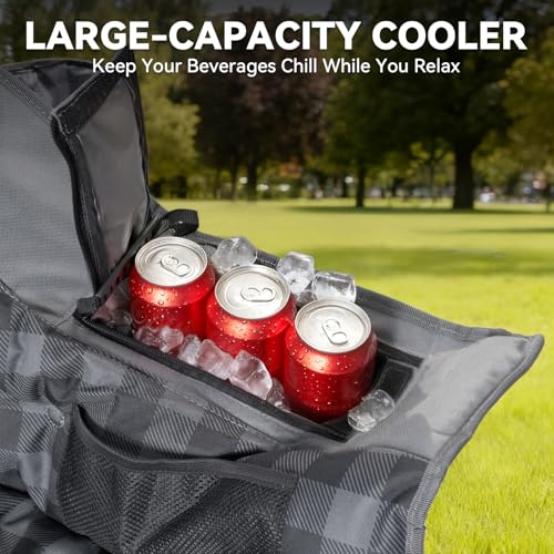 Huskfirm Grey Padded Double Camping Chair with High Back & Cooler, 2 Person