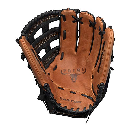 Easton Prime 13" H-Web Slowpitch Softball Glove, Black/Tan, Right Hand Throw