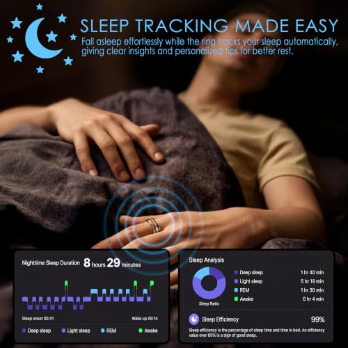 KASVUC Smart Ring Fitness & Health Tracker - Model 9, Heart Rate, SpO2, Sleep, IP68 Waterproof