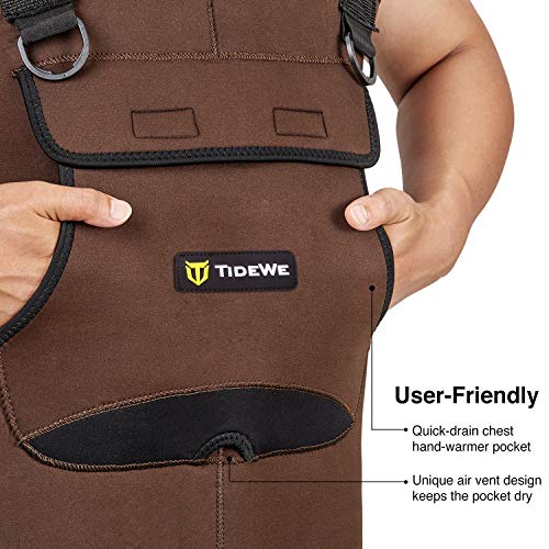 TIDEWE Neoprene Chest Waders for Men - Waterproof Bootfoot Hunting Waders - Brown 11