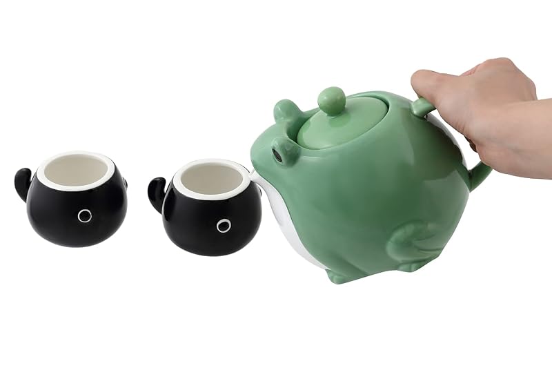 Frog Teapot & Cup Set - 30 oz Teapot + 2 Tadpole Cups in Gift Box