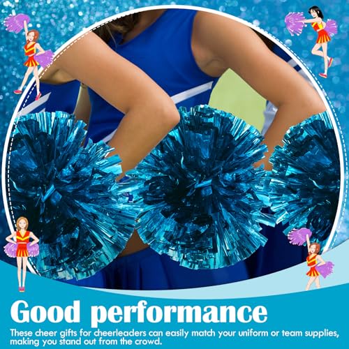 WILLBOND Lake Blue Cheerleading Pom Poms with Baton Handles - 48 Pairs