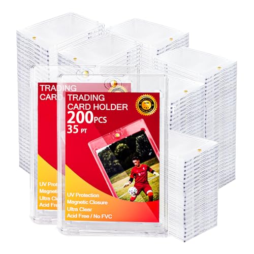 200pcs Magnetic Card Holders with UV Protection, One Touch Closure, 35pt - Unlemoni
