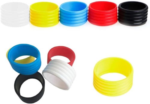 Juroicessry 5Pcs Red Racket Handle Rubber Ring Stretchy Tennis Racquet Band Overgrips Racquetball Equipment