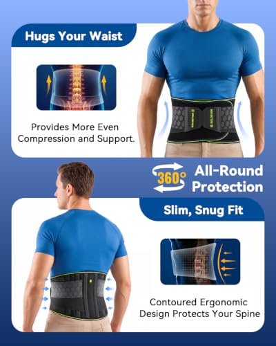 Back Brace for Women & Men Large Support Lower Back Sciatica Pain Relief Black