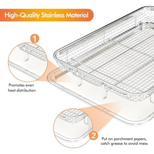 THORSES 3-Piece Oven Air Fryer Basket Set XL, L, M - Stainless Steel