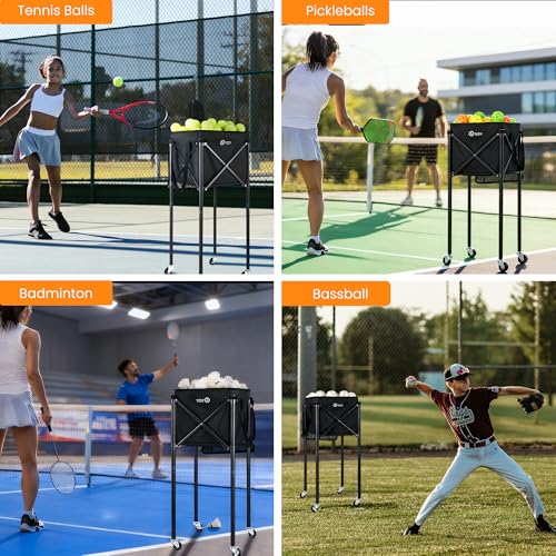 ShelfElites Plus Portable Tennis Ball Hopper with Handle - Ball Collector & Storage for Court & Practice
