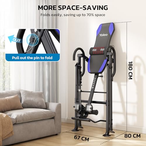 YOLEO Deep Blue Gravity Inversion Table for Back Pain Relief 2026