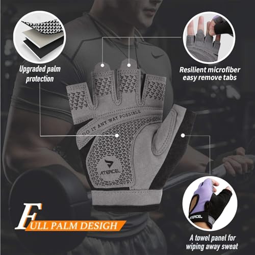 Violet Medium Weight Lifting Gloves with Full Palm Protection for Gym & Cycling