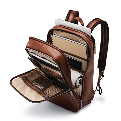 Samsonite Classic Leather Slim Backpack - One Size Cognac