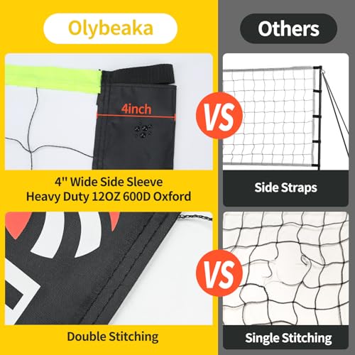 Outdoor Portable Volleyball Net Set with 4 Adjustable Poles - Black and Green