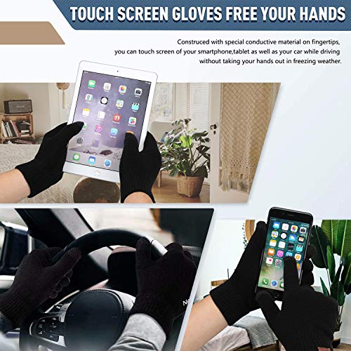 Winter Beanie Hat and Touchscreen Gloves Set - One Size Black