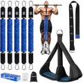 Pull Up Assistance Bands Set with Foot Support Pedal - 5 Resistance Bands 80LBS Blue