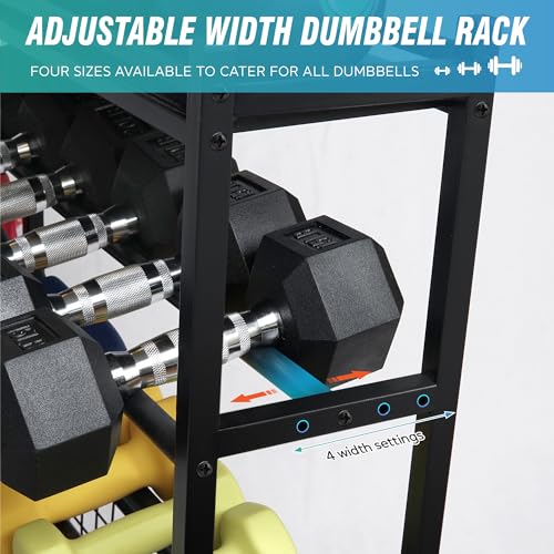 Heavy Duty Dumbbell Rack for Home Gym - Adjustable Weight Storage with Wheels