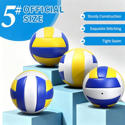 12 Pack Regulation Size 5 Volleyballs for Indoor & Outdoor Play with Pump - Soft & Durable