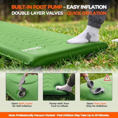 CFRERO 3-Inch Memory Foam Camping Sleeping Pad with Built-in Pump & Air Pillow