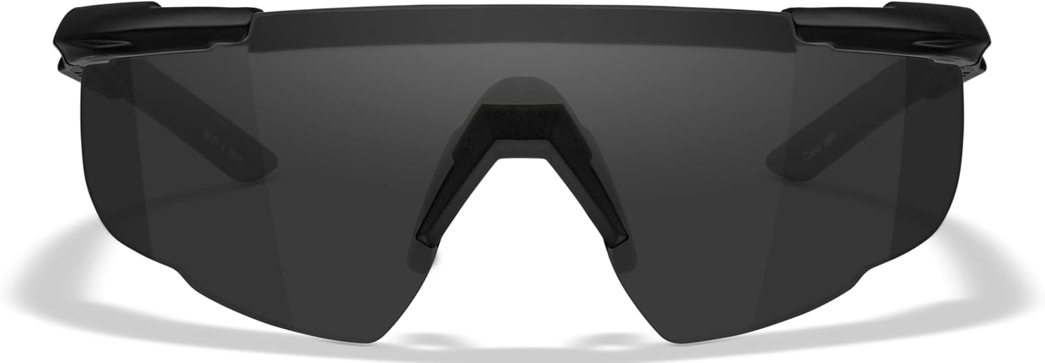 Wiley X Saber Advanced Shooting Glasses - ANSI Z87.1+ Safety Sunglasses for Men & Women | Matte Black Frames, Smoke Grey Lenses