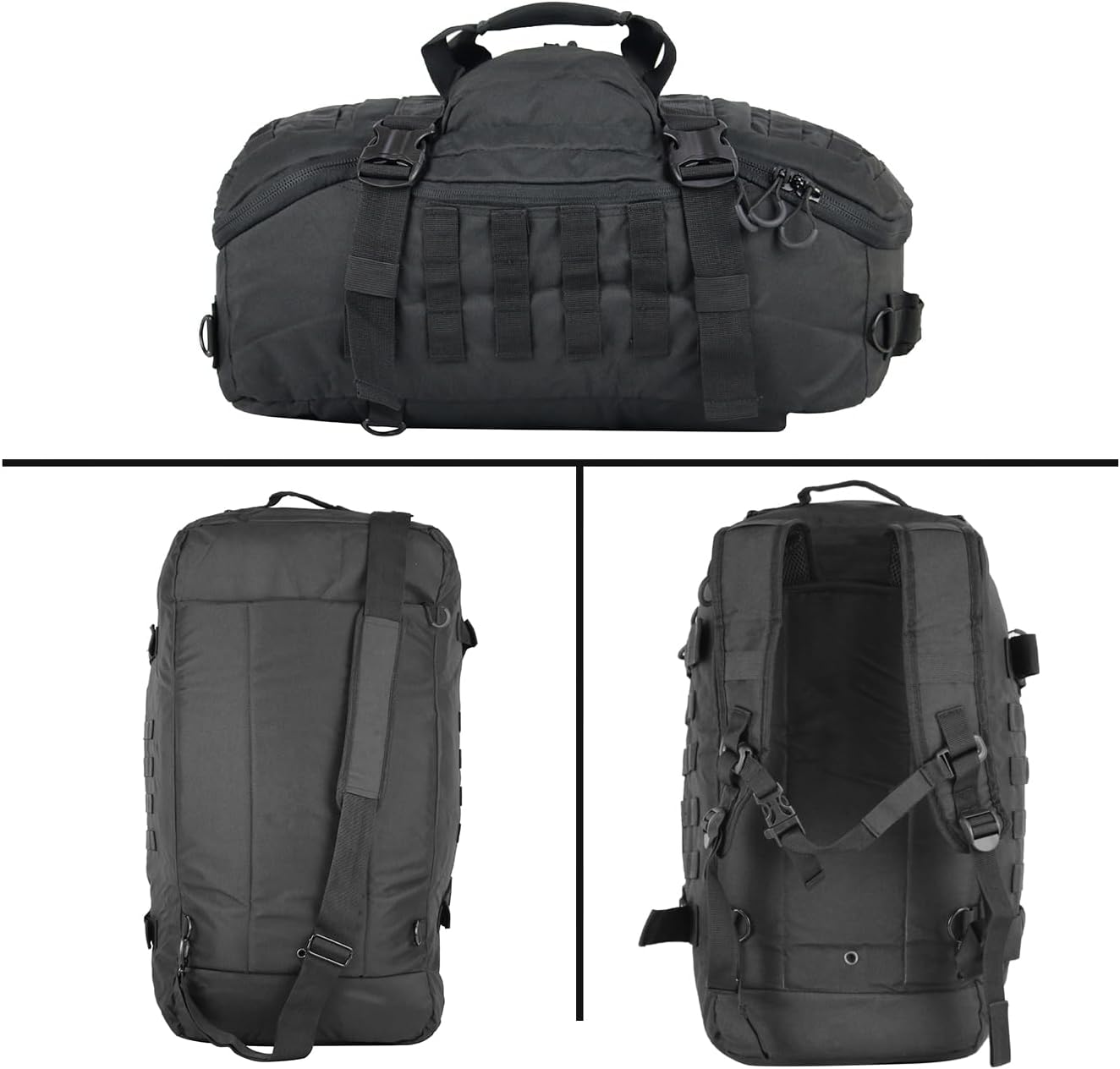 Skiennix Gym Backpack - Versatile 3-Way Carry Sports Duffel Bag | Black, 85L Capacity
