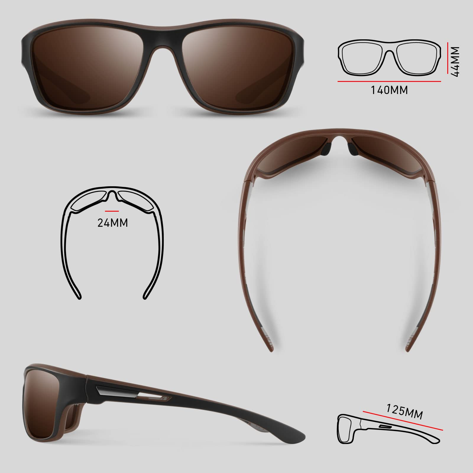 WEAROYO Polarized Sports Sunglasses for Men Women,Fishing Driving Rectangular Goggles UV400 Protection