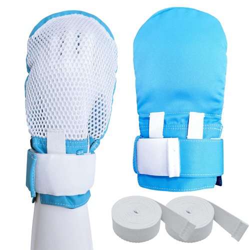 EZ Assistive Restraint Gloves for Dementia Patient, Medical Assistance Glove with Zipper Opening For Finger Protection