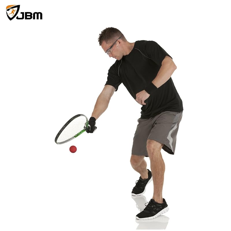 JBM 5.5 cm Racquetball Balls (Red, Blue, Yellow) in Net — 3-Pack, 65-70% Rebound