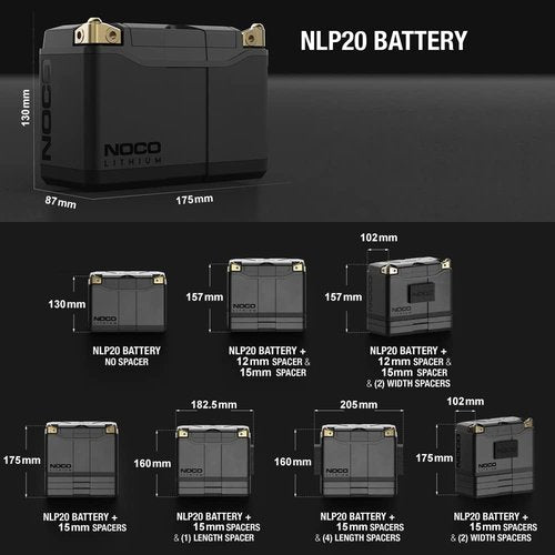 NOCO Lithium NLP20 | Ultra-Light 12V Lithium Powersport Battery - 7Ah, 600A Start Power, Intelligent BMS