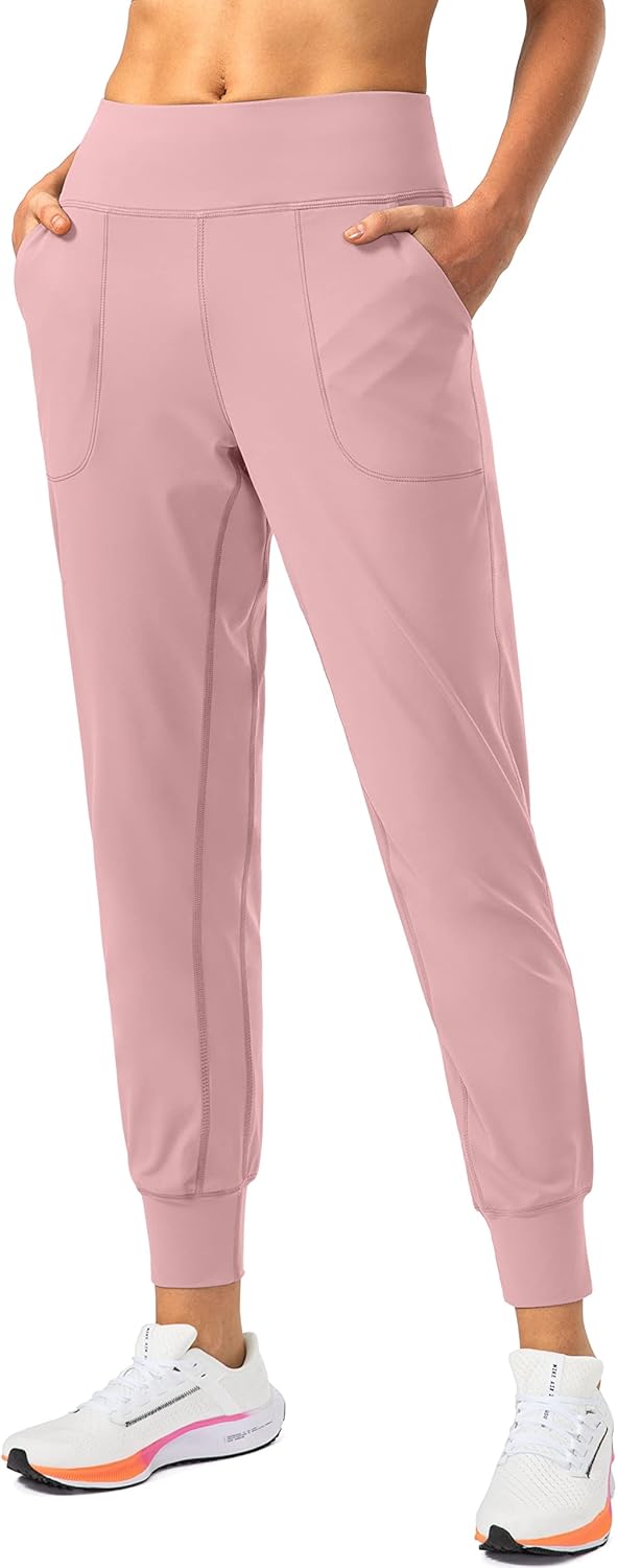 Soothfeel Women's High Waisted Joggers - Athletic Pants with Zipper Pockets | Petite/Regular/Tall