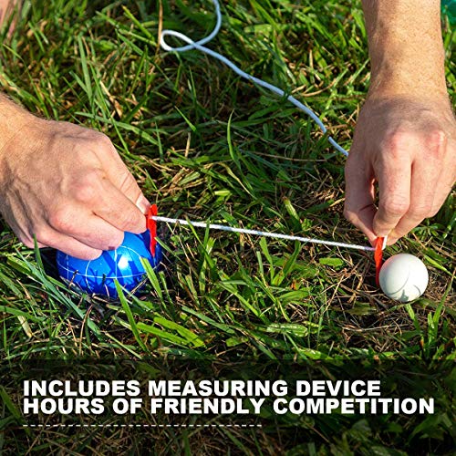 VSSAL 107mm Multi-Color Regulation Size Bocce Ball Set - Solid Resin, 8 Balls + Pallino & Carry Bag
