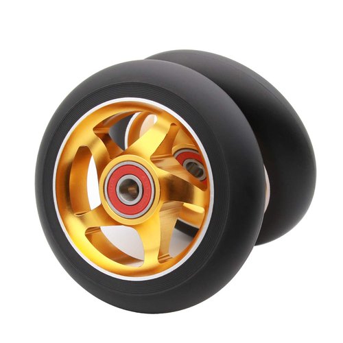 2Pcs 100 mm Pro Stunt Scooter Wheels with Abec 9 Bearings for MGP/Razor/Lucky/Envy/Vokul Pro Scooters Replacement Wheels(Gold)