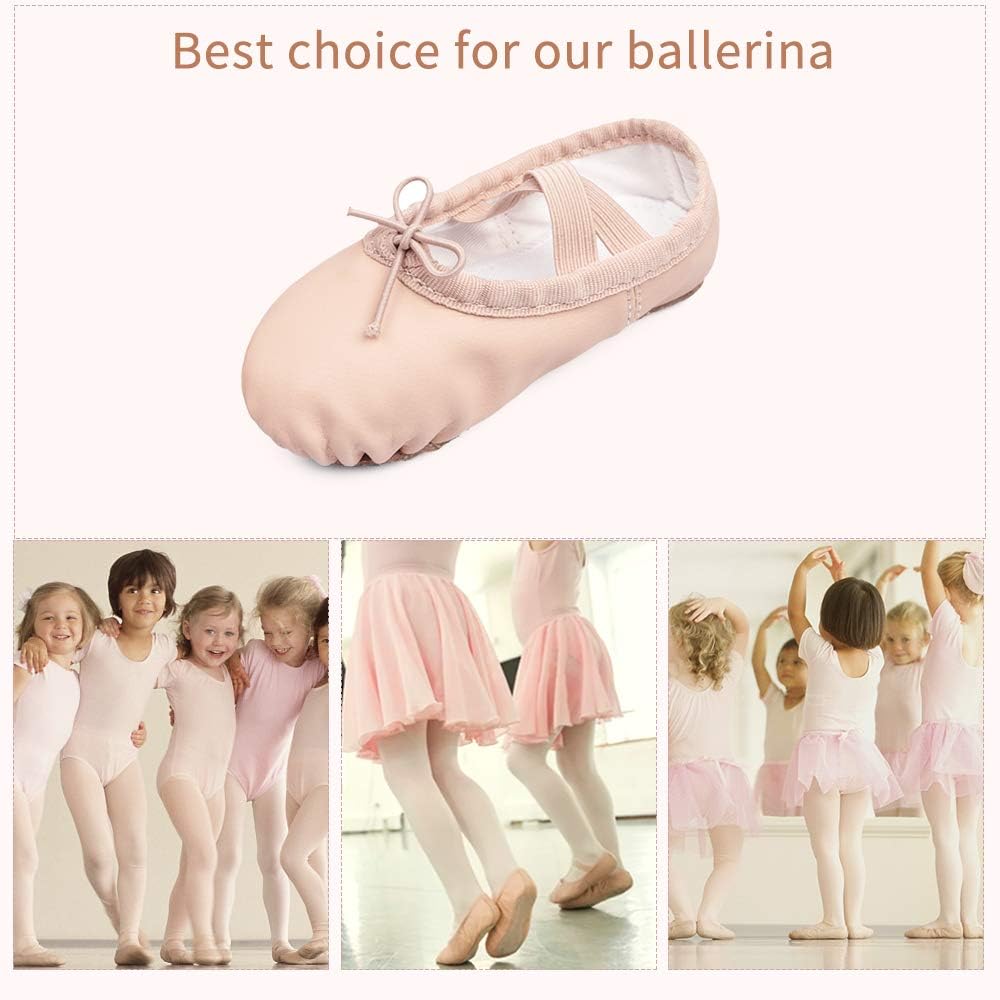 Stelle Ballet Shoes - Soft Leather Toddler & Kids Ballet Slippers for Dance | Comfortable Fit